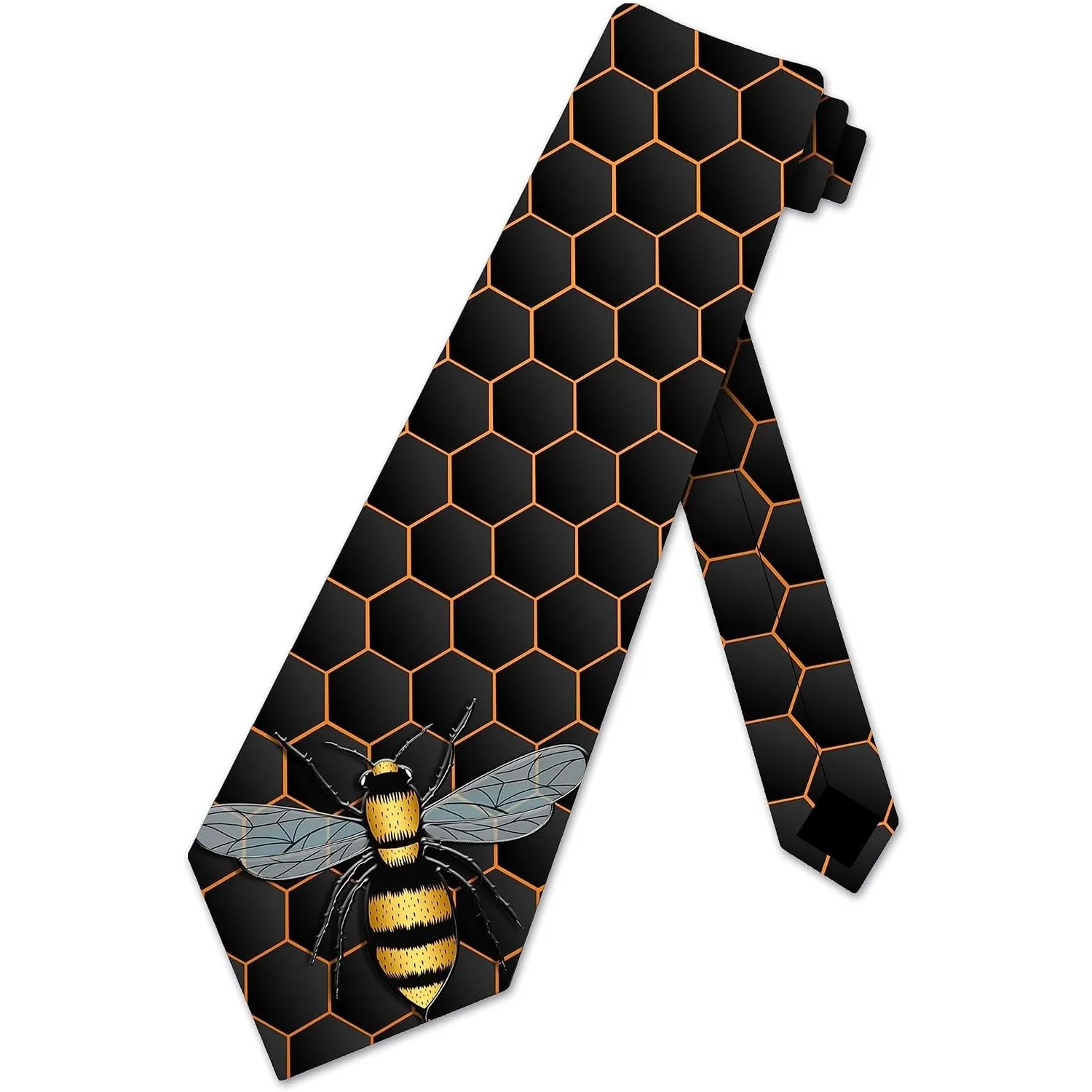 Animal Ties Mens Honey Bee Necktie Pollinator Tie for Men Honeycomb Neckties