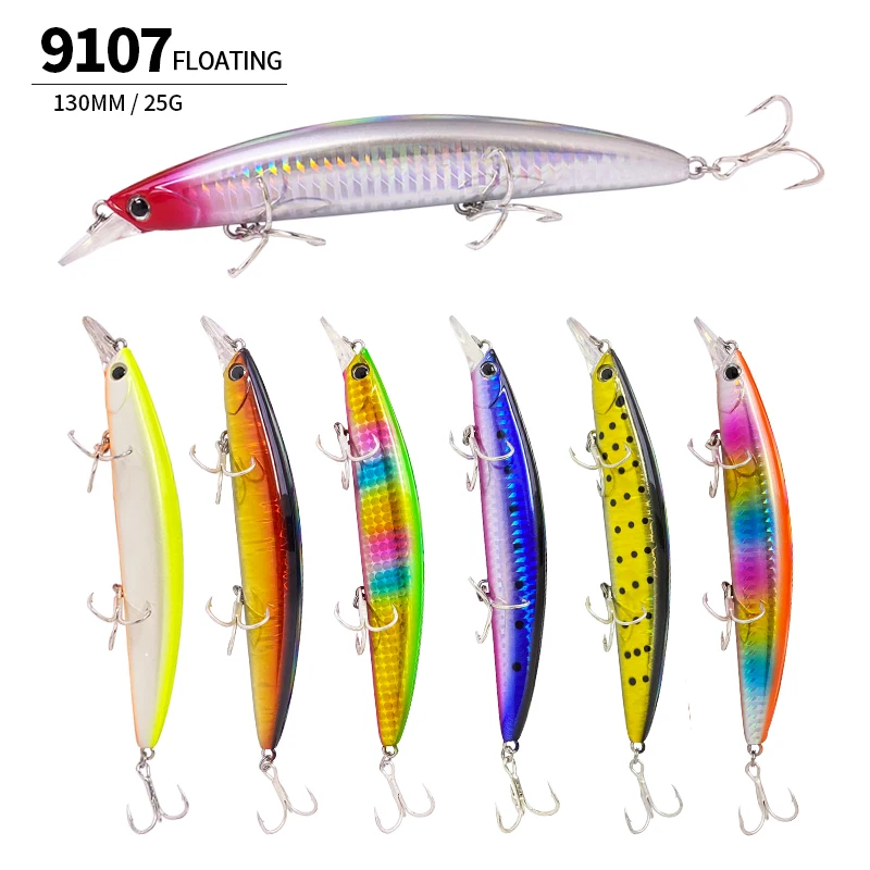 130mm 23g Floating Minnow Lure Long Casting Wobbler Artificial Hard Bait Saltwater Trout Plastic Swimbait Fishing Accessories