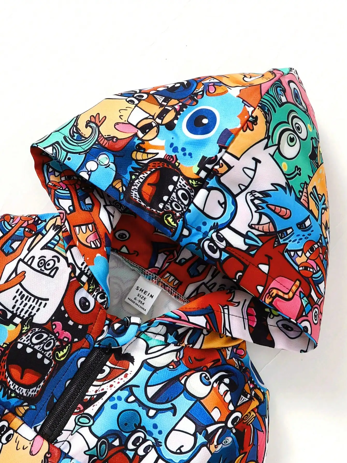 Two Sets Of Baby Boys Casual Cute Monster Pattern Half Open Front Hoodie & Pants Spring And Autumn