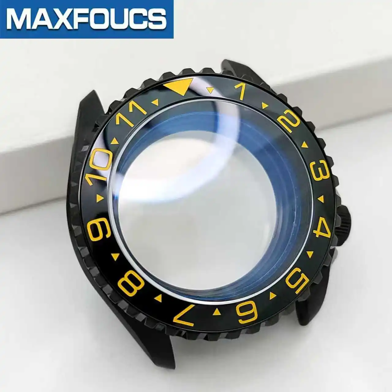 Schwarzes SKX Classic Shiny Uhrengehäuse mit 4-Uhr-Krone, Edelstahl-Finish, MOD NH35 NH36 4R36, Saphirglas, kundenspezifische Teile – Detail 19