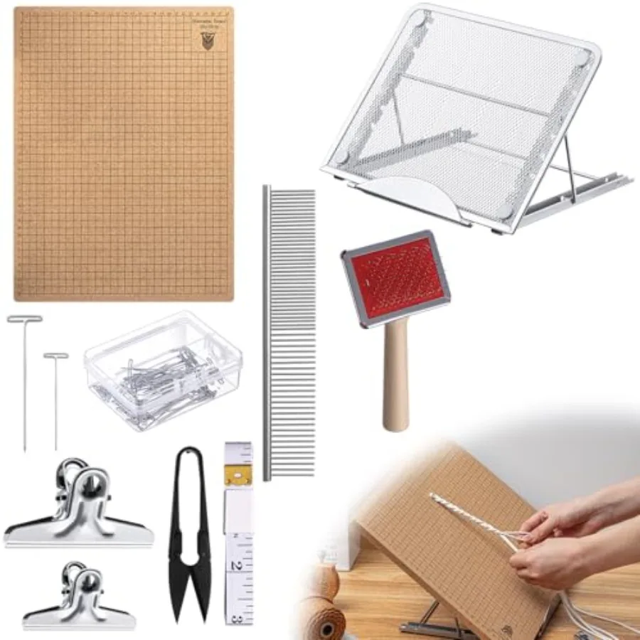 

Набор для макраме Tandefio из 108 предметов: доска для макраме, металлический регулируемый держатель, 100 Т-образных пинов, двусторонние сетчатые доски-подставки