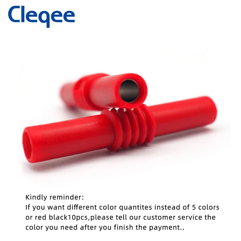 Cleqee อะแดปเตอร์ตัวเมียสำหรับต่อปลั๊กกล้วย P7023 10ชิ้น4มม. หัวต่อตัวเมียเป็นฉนวนหัวต่อตัวเมีย