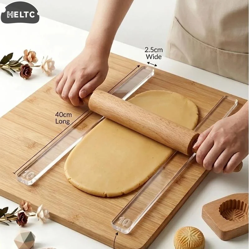 2Pcs Acrylic Thickness Ruler 2-5mm,Rolling Pin Guide For Cookie Fondant Maamoul,DIY Polymer Clay Pottery Craft Tool,Baking Rule