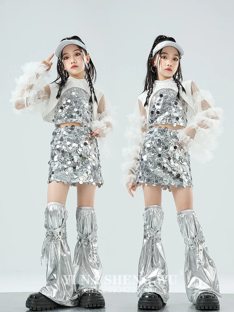 ملابس فتاة الرقص أزياء رقص الجاز ملابس أداء K-pop للأطفال أزياء الهيب هوب ملابس الفتيات الرائعة ملابس الرقص في الشوارع