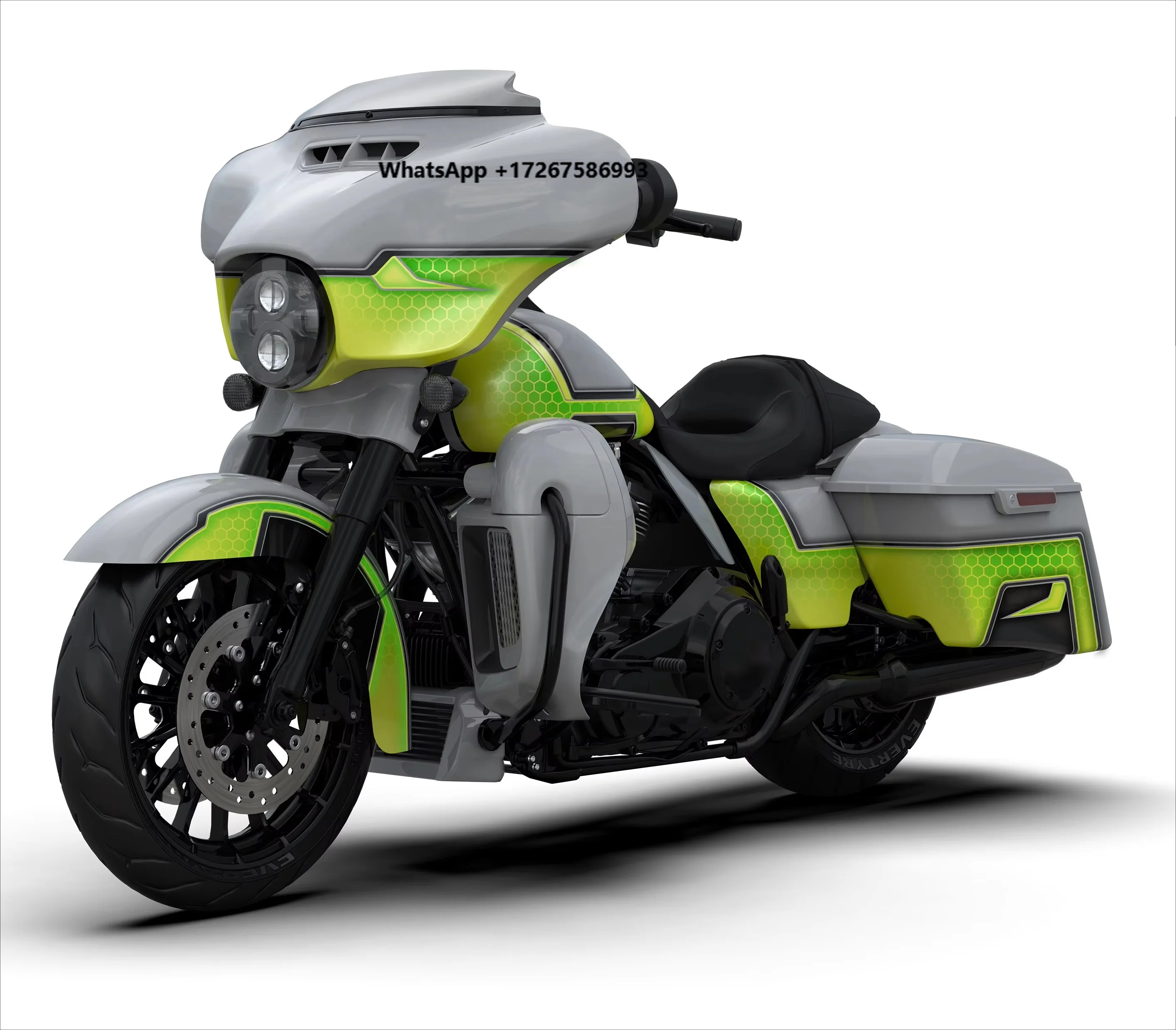HR3  Green White Gray  Body Kit Fairing Kit Saddlebag Fender Gas Tank Fit for Har 1ey Street Glide CVO14-20