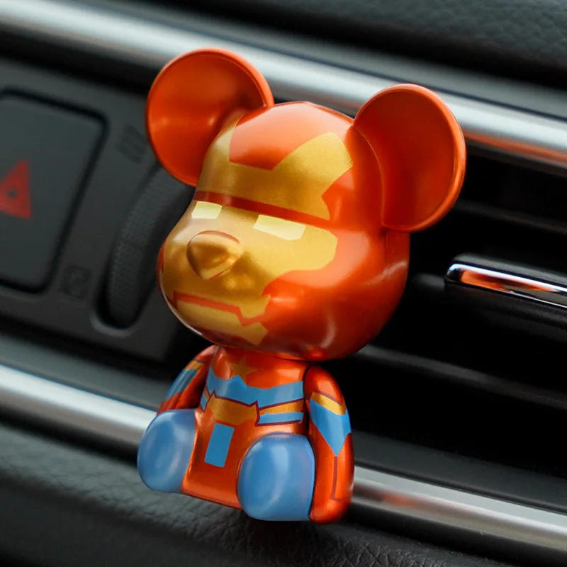 Disney Anime Marvel Movie Figure Iron Man Captain America Model Car Air Freshener Ornament Auto Vent Perfume Decor Accessories