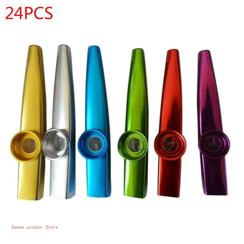 24 Pcieces Metal Kazoos Aluminum Alloy Small Musical Instruments Easy to Carry