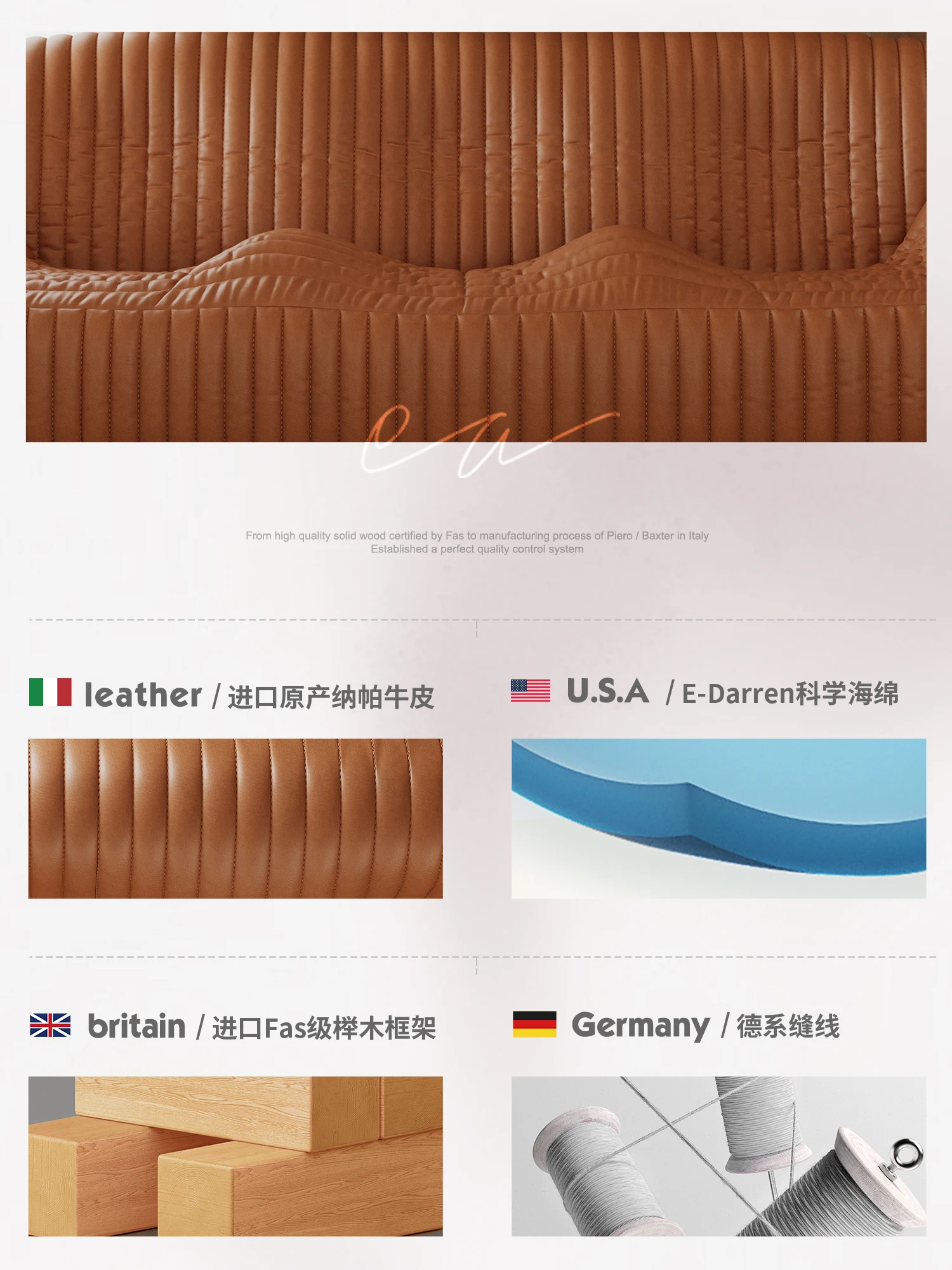 Ölwachs Leder Welle Sofa Leder Wohnzimmer Zuhause mittelalterliche erste Schicht Rindsleder High-End-Möbel
