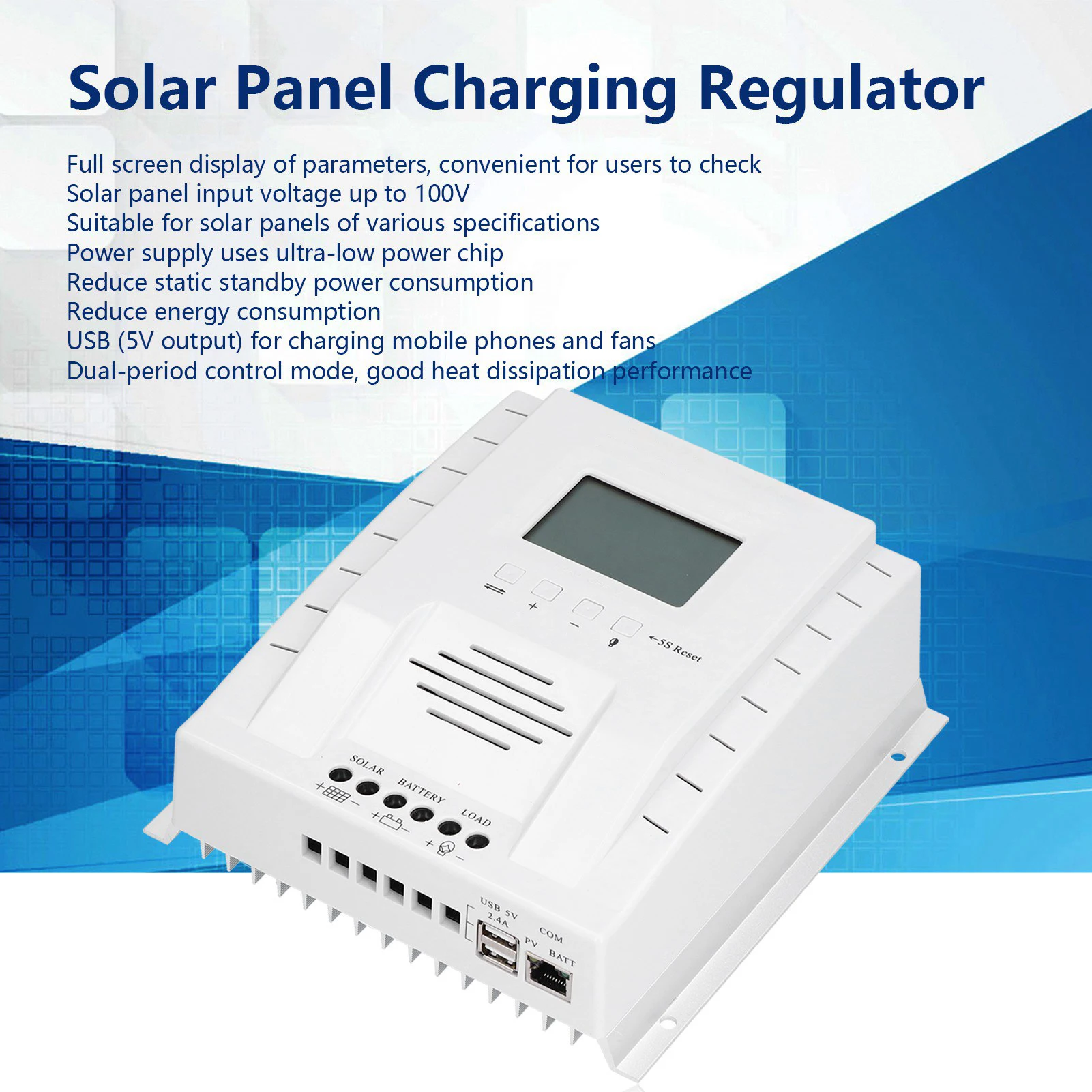 

P60 MPPT Charge Controller 12V 24V 60A Solar Panel Charging Regulator ABS Ultra‑Low Power Chip Good Controlling Device