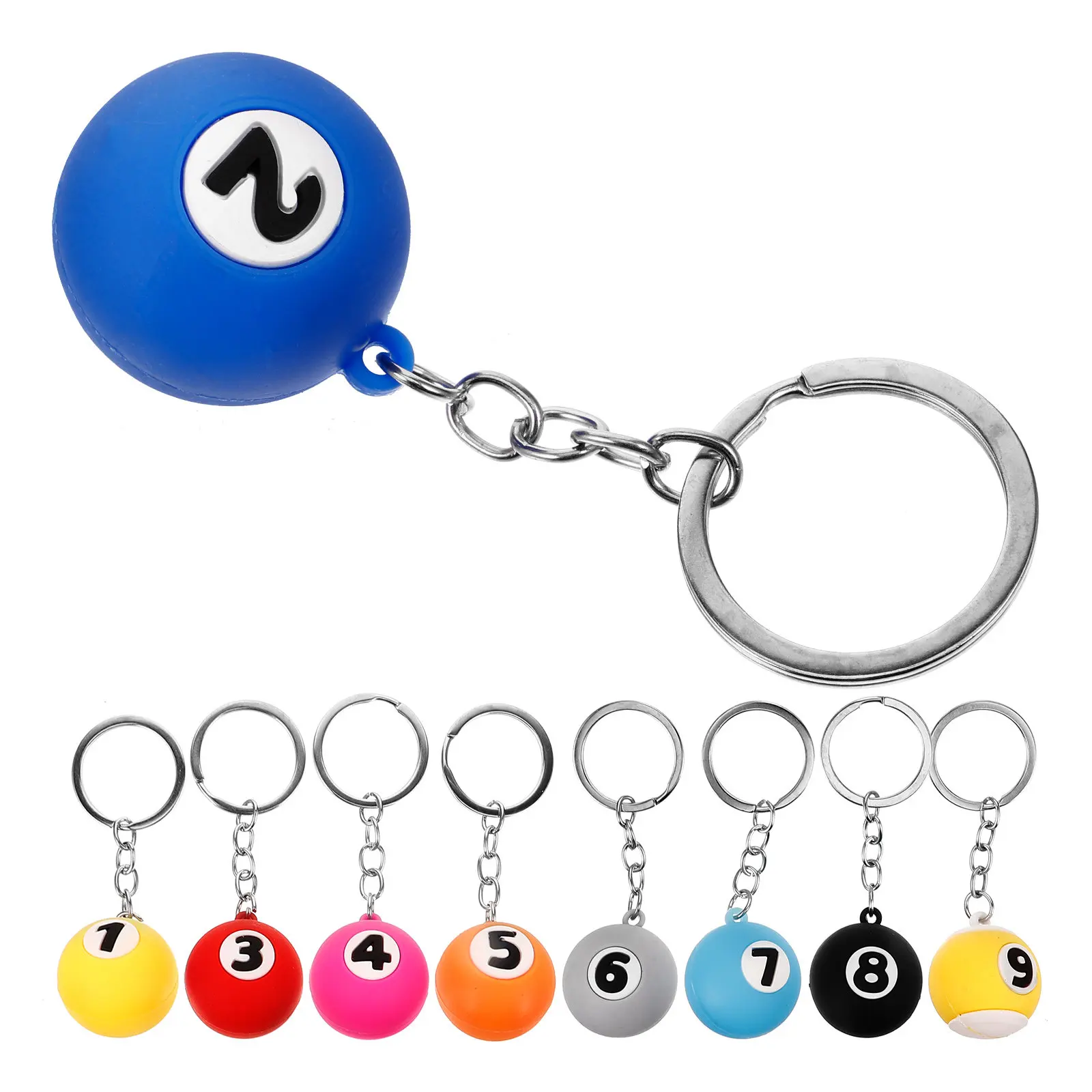

9Pcs Delicate Billiards Ball Keychains Exquisite Pool Player Keyrings Small Sports Themed Keychain Gifts for Friends Family