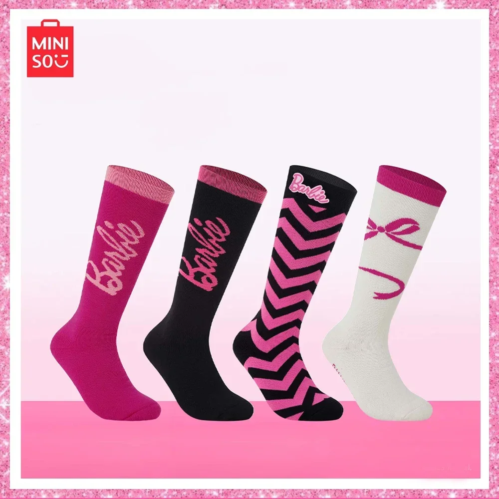 

Miniso 2024 New Barbie Ski Socks Bow Bow Single and Double Board Outdoor Sports Thickened Heat Insulation Sweat Breathable Socks