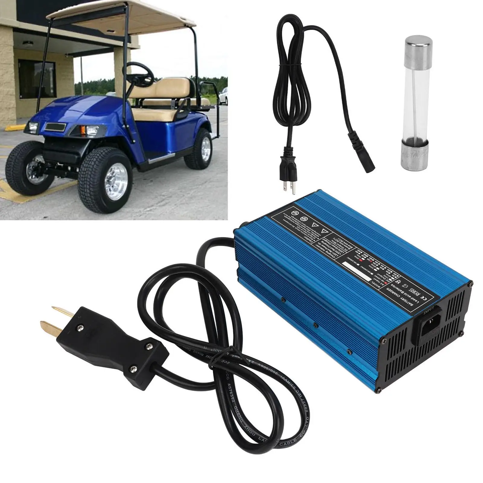 Cart US Plug 110-130V Aluminum Cart Trickle for Smart 5 Protection 36V 12A Fast Charging for upgraded