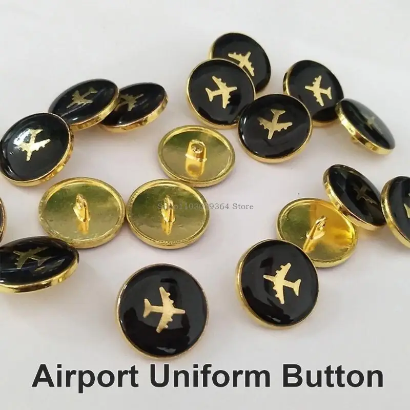 

Airport Uniform Buttons Rustproof Metal Buttons Fasteners Airline Buttons for Airline and Ground