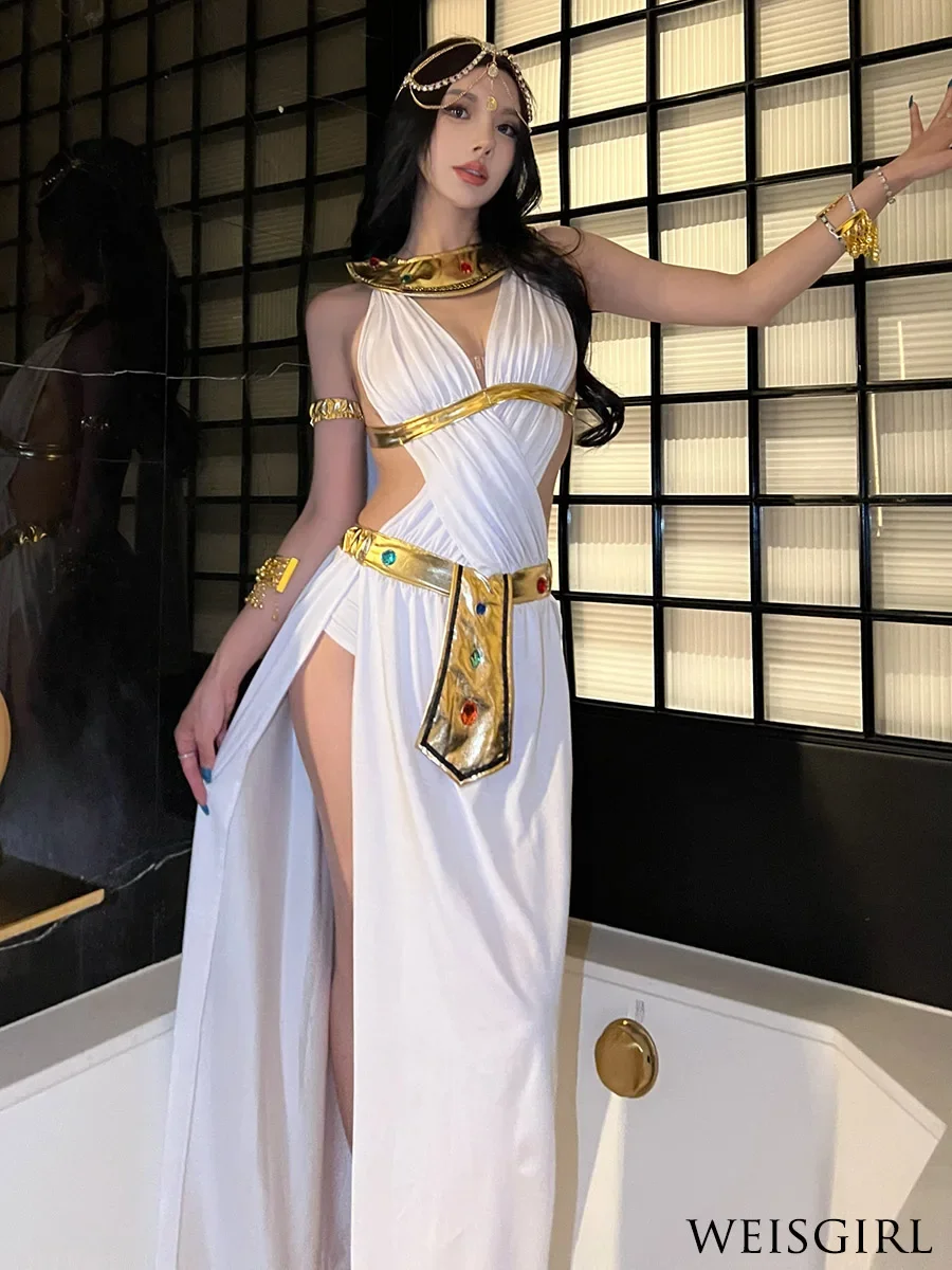 Exotic and Sexy Goddess Egyptian Queen Aladdin Indian Dancer Dress Cosplay Western Region Dancer Dunhuang Costume