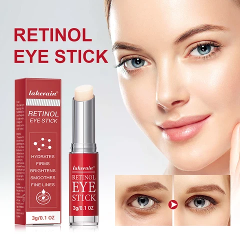 Крем-стик для кожи вокруг глаз Lakerain Retinol Eye Cream Stick Увлажняющий, укрепляющий, устраняющий мешки под глазами, осветляющий морщины и разглаживающий темные круги. топ 6 крем для глаз против морщин - №1