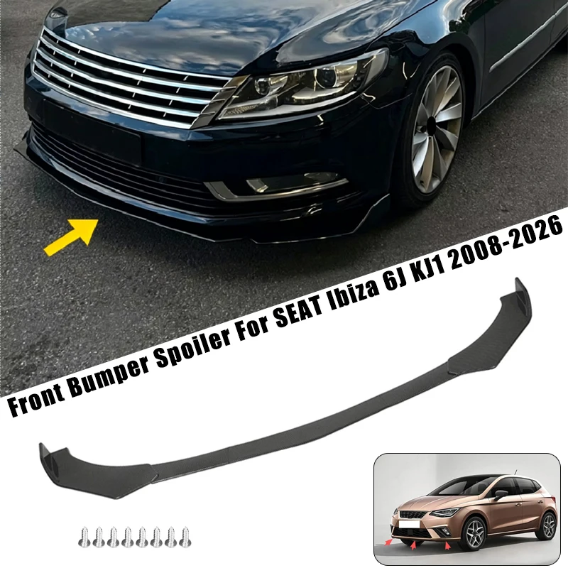 Sport Front Bumper Splitter Spoiler Lip For SEAT Ibiza 6J KJ1 2008-2026 5Pcs Adjustable Sectional Car Exterior Tuning Body Kit