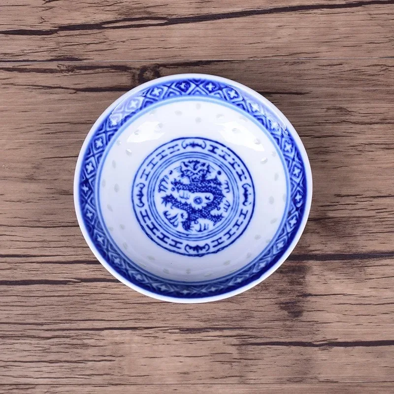 3Pcs 4 inch Blue And White Porcelain Flavor Dish Chinese Traditional Dragon Pattern Ceramic Small Dish
