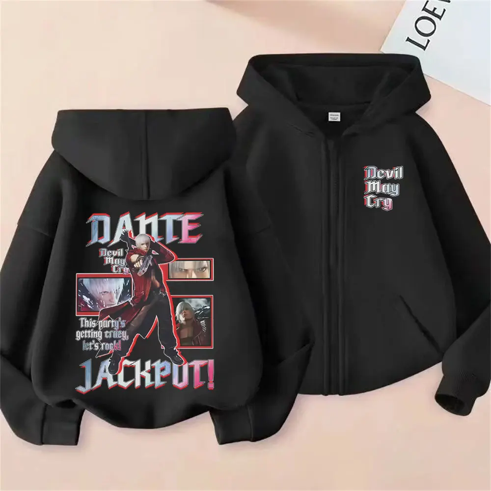

Game Devil May Cry Dante Cosplay Zipper Hoodie Otaku Lover Men Zip Up Jacket Male Gothic Casual Oversized Zip Up Sweatshirt Coat
