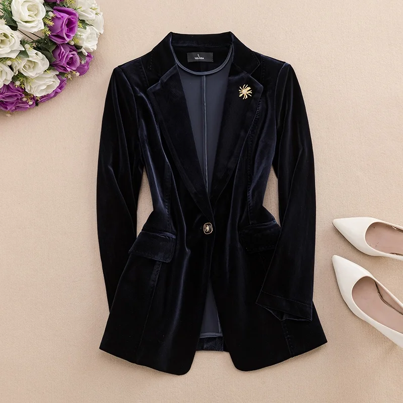 

Весна 2023. Женский облегающий длинный бархатный костюм-вик Свек Jaet Faionable High End Profional Sle Commute Friendly Color