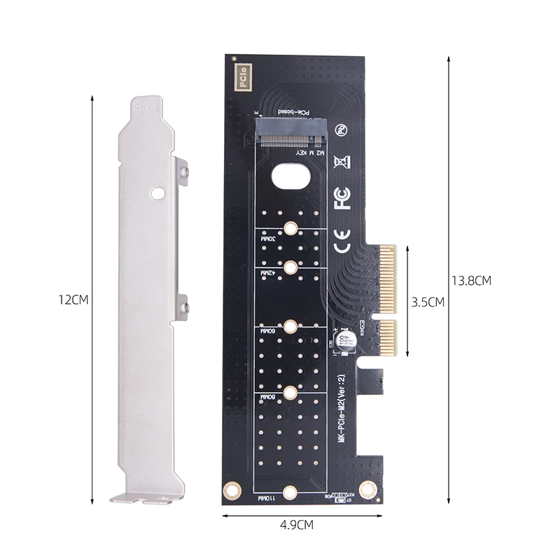 M.2 NVMe SSD To PCI-E 4X 8X 16X PCIE 3.0 Adapter Card for PC Desktop Rear Panel Expansion Support 2230 2242 2260 2280 22110