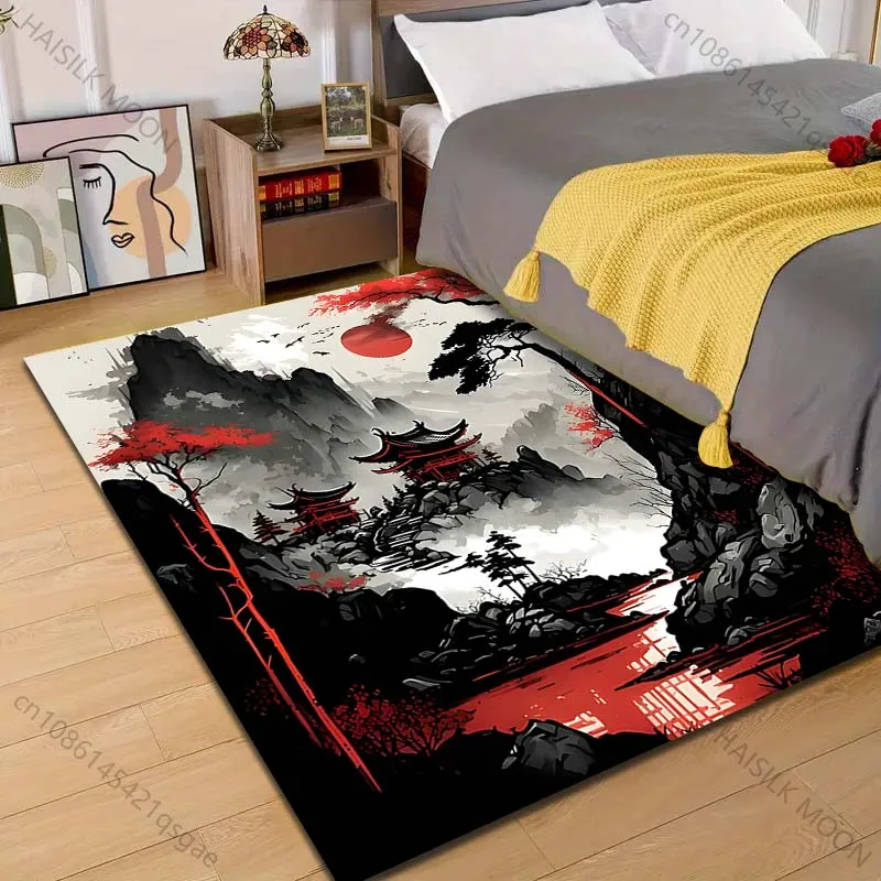 Japanese ink wash landscape art Pattern Rug Carpets for Bedroom Living Room Sofa Mat Creative Door Mat Cloakroom Home Decor