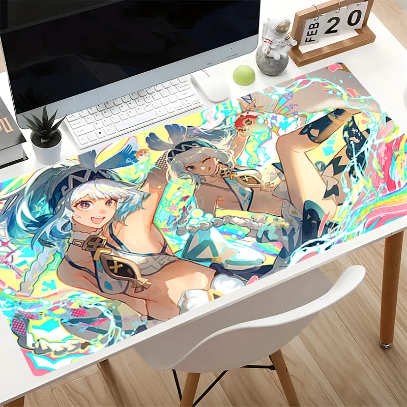 Oversized Mouse Pad Game Essential Computer Desk Mat Kawaii Carpet Anime Keyboard Pad Lockedge G-Genshin Impact Mualani Mousepad