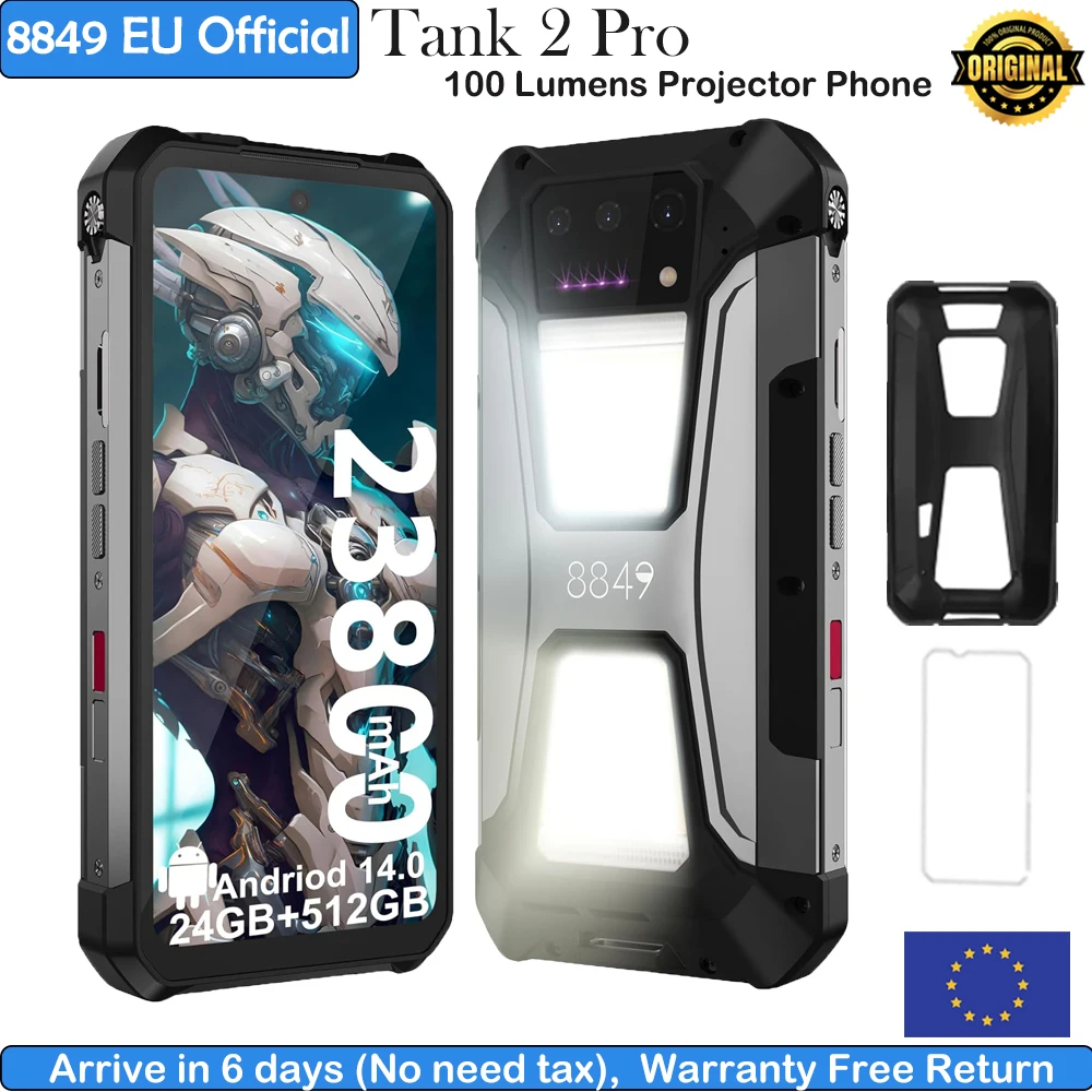 8849 Tank 2 PRO Smartphone robusto Unihertz con proiettore Display 2.4K Telefono cellulare 24GB 512GB 23800mAh 120W Telefono Android 14