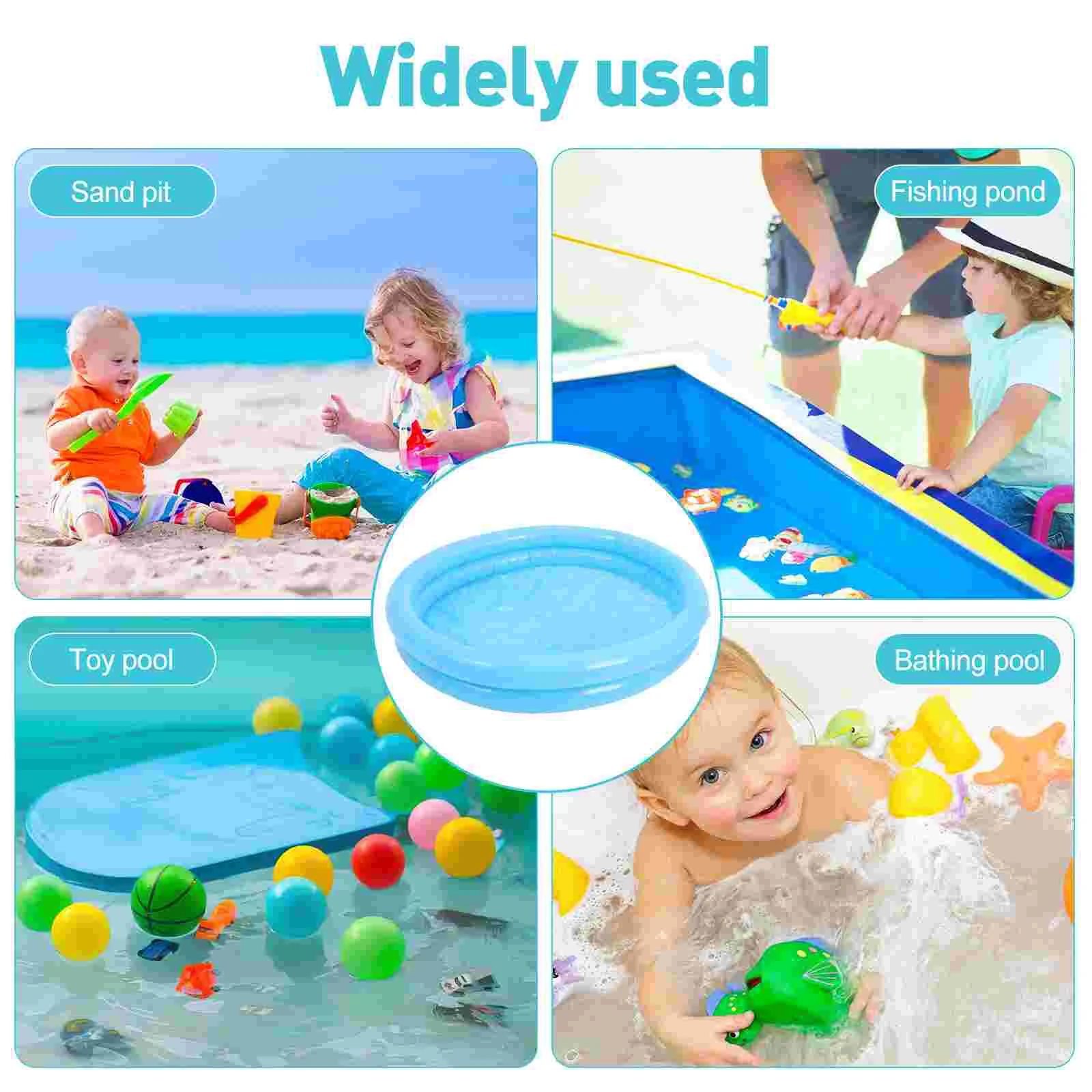 2 Pcs Inflatable Sand Fishing Toy Tray Portable Blue Plastic Moldable Game Child Pool