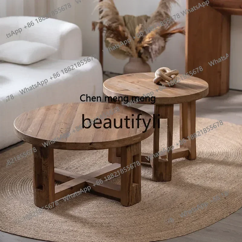 New arrive Retro old round coffee table B & B Nordic Japanese tea table coffee shop Hotel combination side table