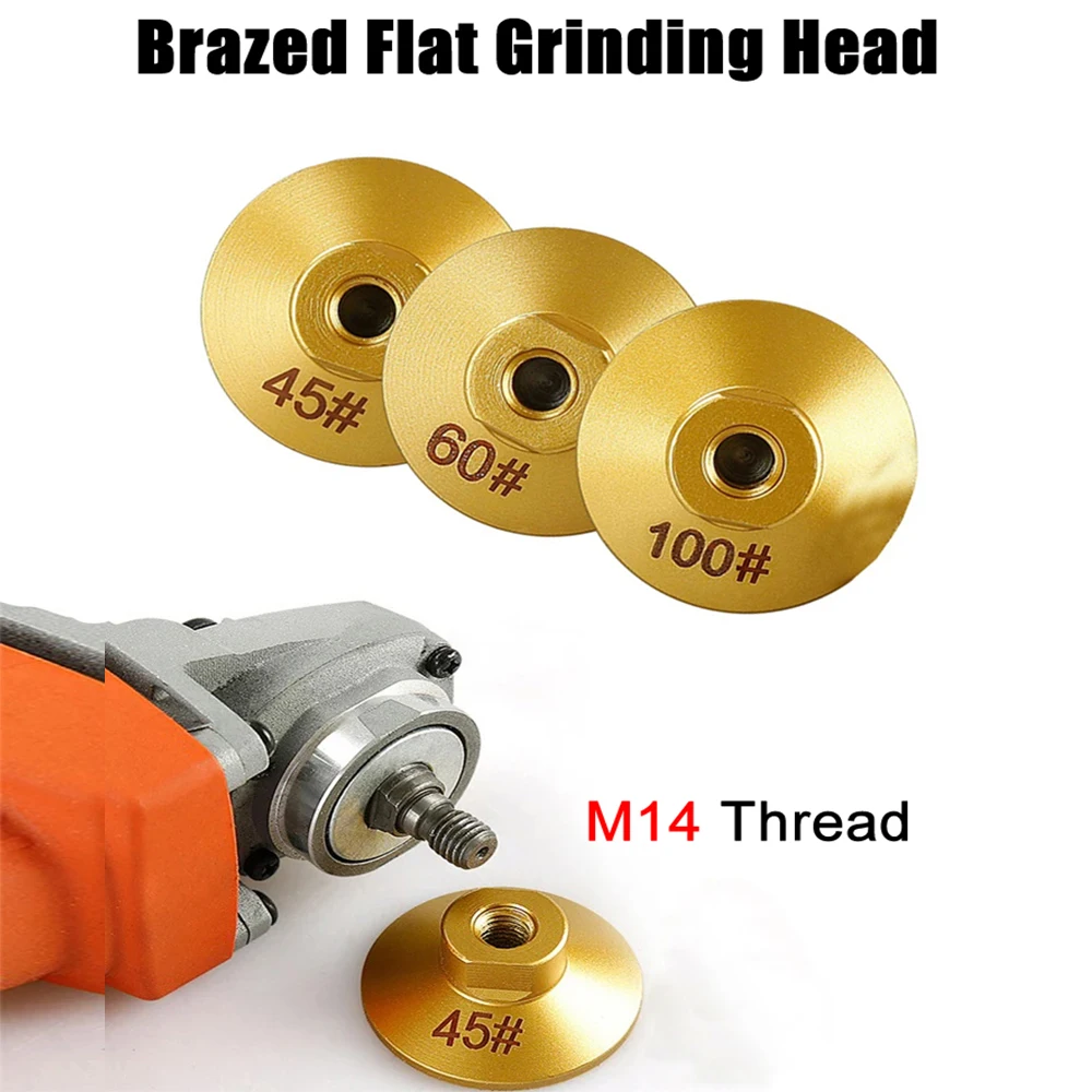 45/60/100# Brazed Flat Grinding Head Abrasive Polishing Stone Marble Quartz Granite Cobblestone Grind Sharp Efficient