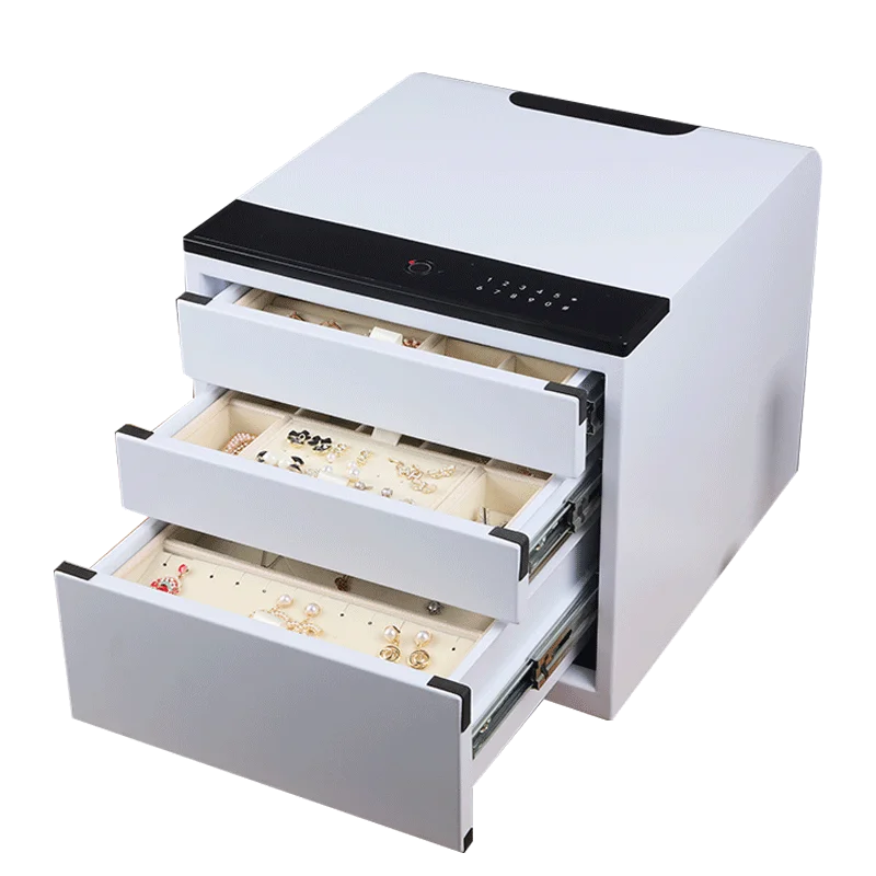 

Fingerprint Password Secured Safe Storage box Jewelry Box with Networking Multi-Drawers Jewelry Organizer for Present