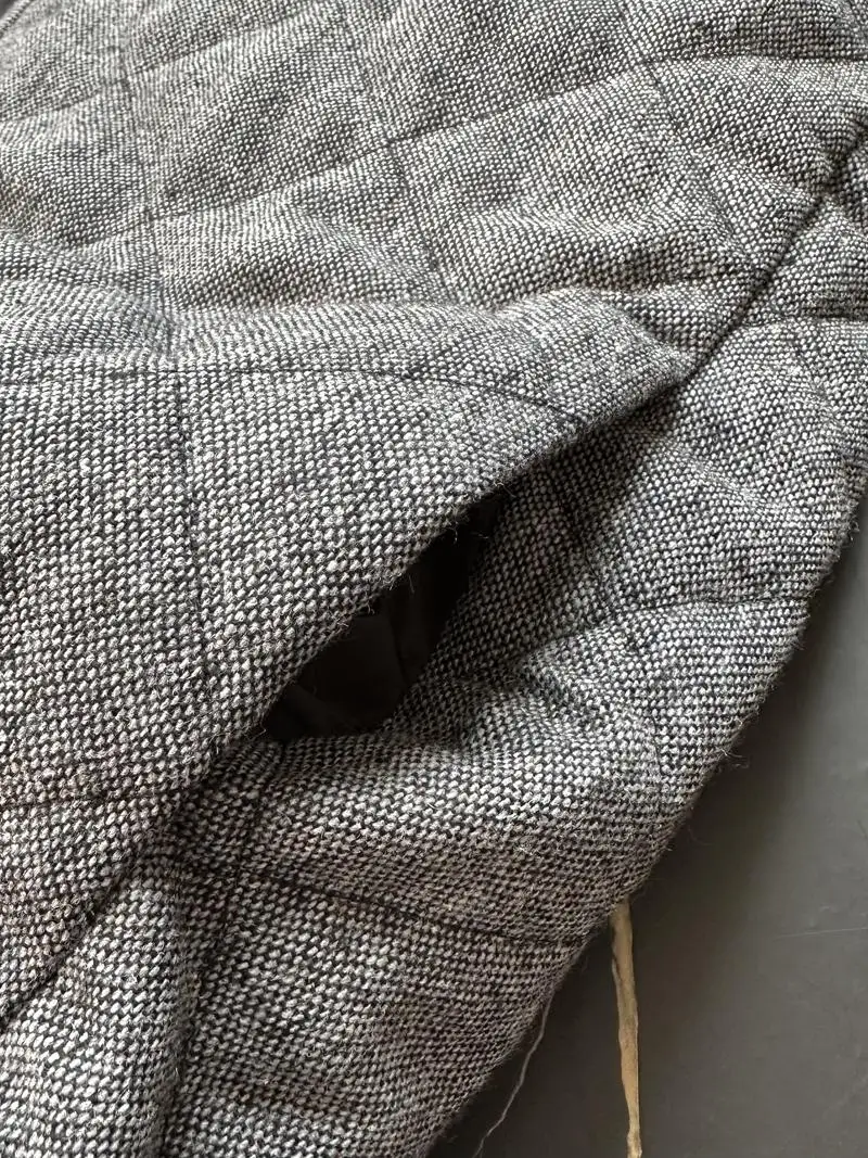

ay Series Pilot Jaet Quilted Cotton ort Coat Color Dot Diamond Pattern Loose Fit Long Sve round Ne Winter Outerwear