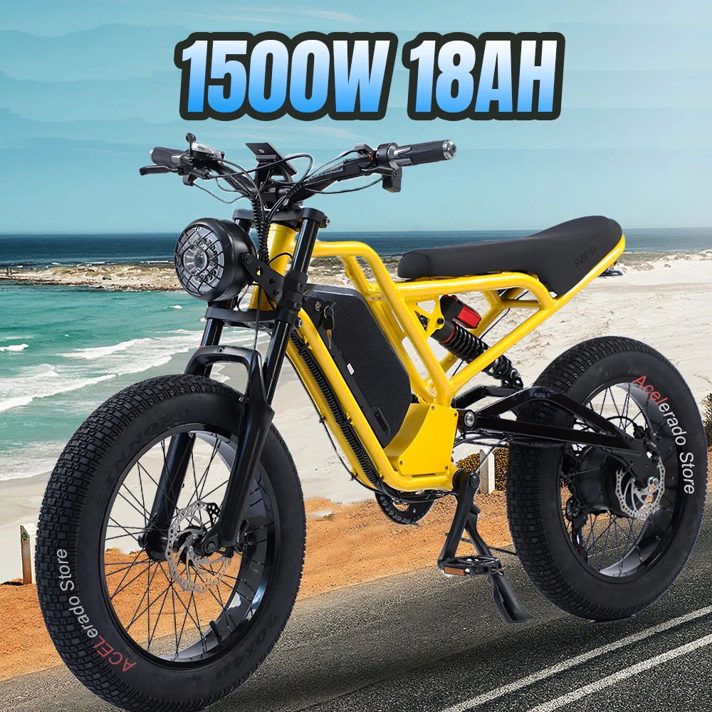 

1500W Electric Bike Adults 48V 18Ah Lithium Battery EBike with Full Suspension 20"*4.0" All-Terrain Fat Tire Electric Bicycles