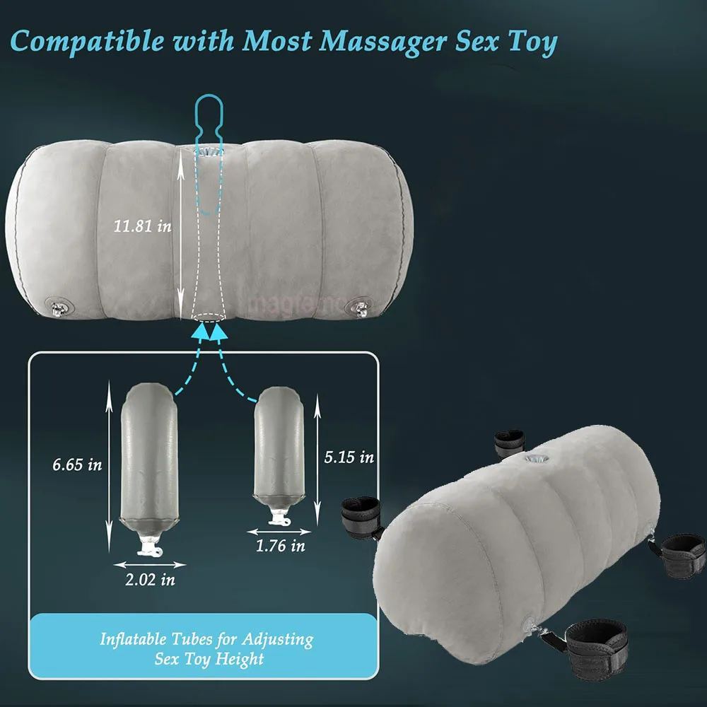 Sex Pillow Couples Sex Toys, SM Product Heart Shaped Inflatable Cushion Furniture for Bedroom Dildo Mount, Cross Strap, Nipple C view 3