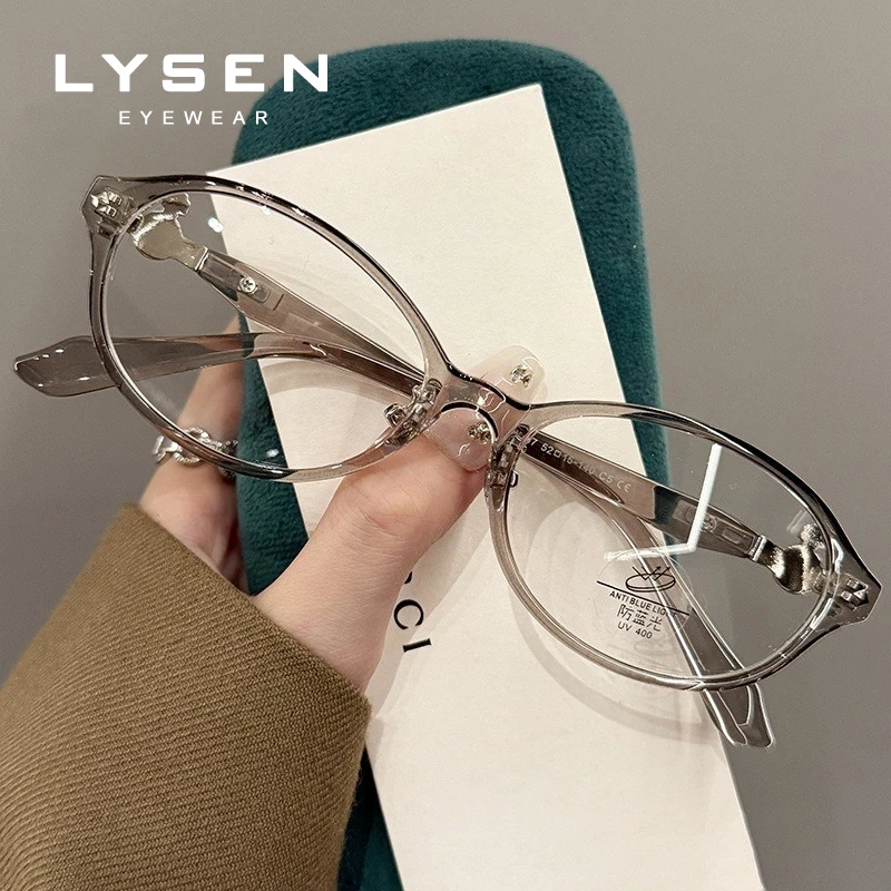 LYSEN New Fashion Oval Women's Photochromic Glasses with Prescription Lenses Anti Blue Light Myopia Glasses Reading Eyeglasses