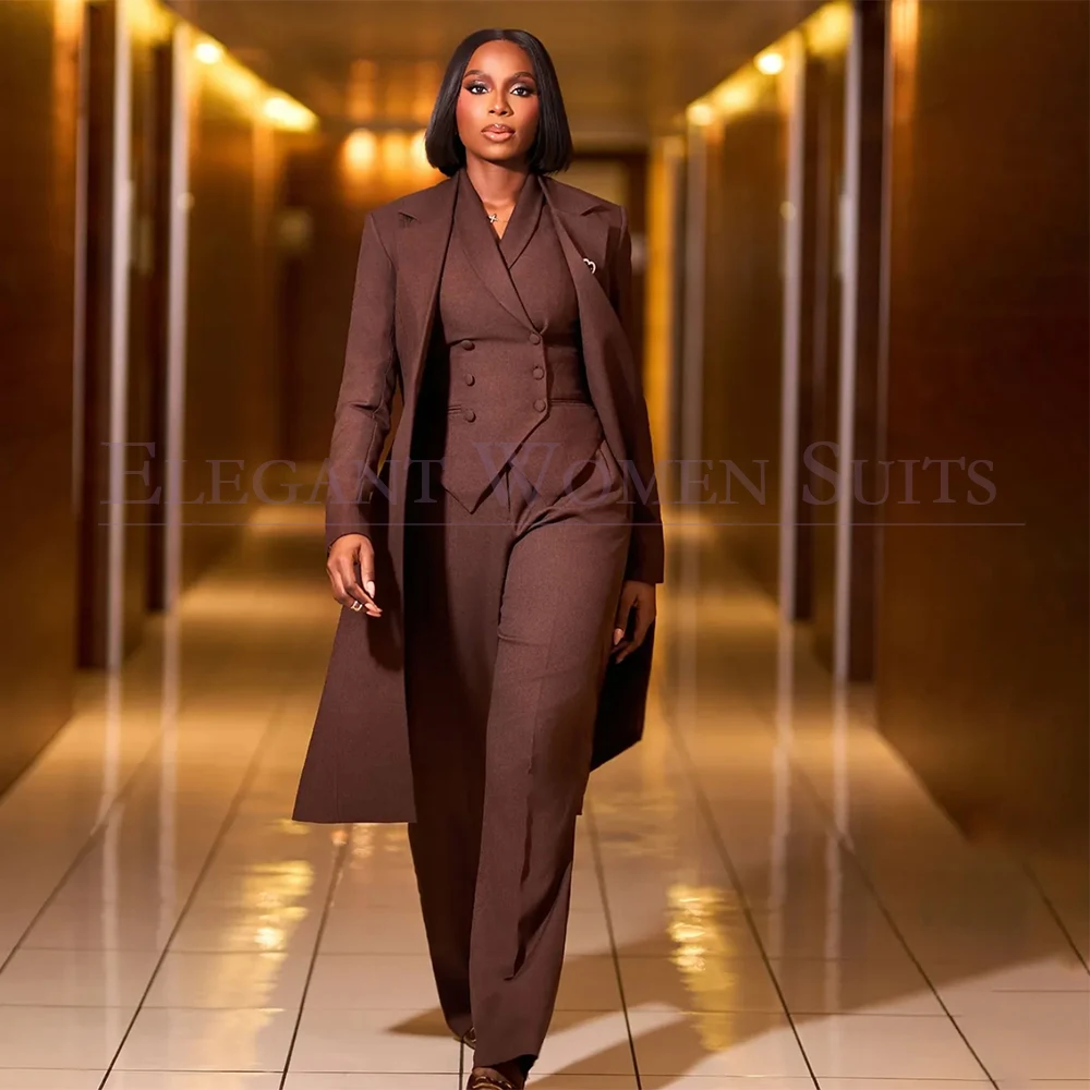 High Quality Slim Fit Women Three Piece Suits Formal Solid Color Blazer Customized Business Jacket Pants Vest Full Sets
