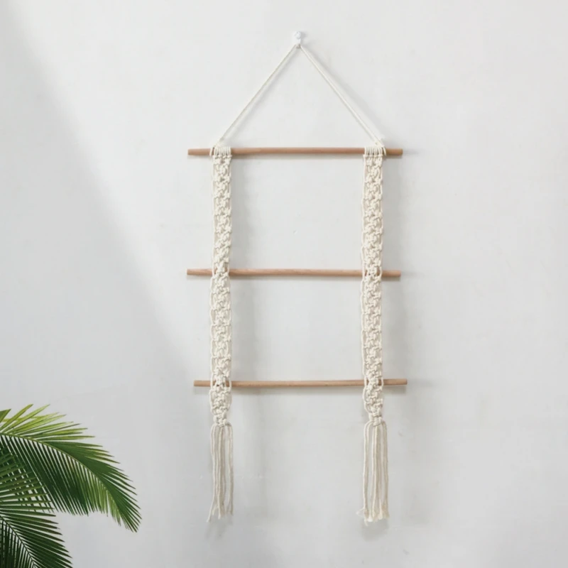 

Woven Cotton Rope Storage Holder Bohemian Hand-woven Towel Rack Roll Paper Rack Tissue Storage Rack Wall Home Decoration