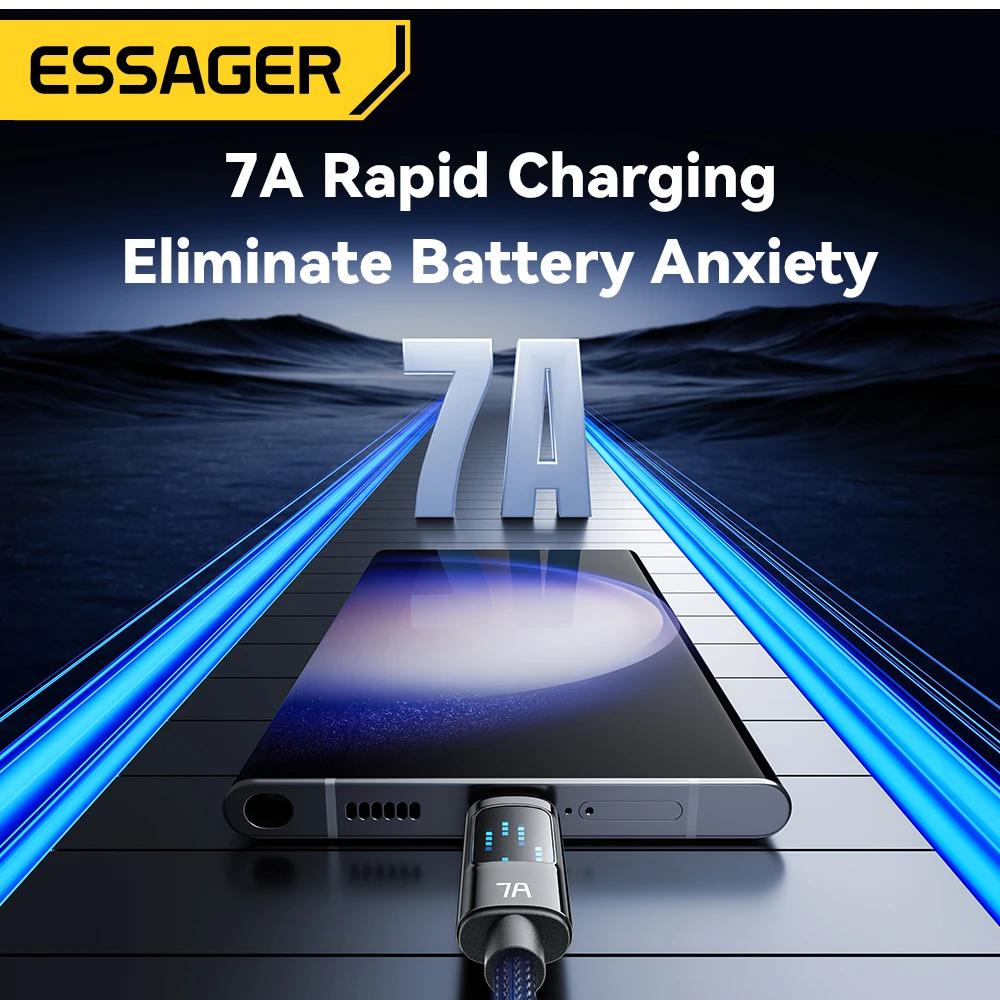 Essager 7A USB نوع C كابل آيفون 15 برو ماكس 100 واط/88 واط شحن سريع USB C كابل الحبل ل Xiaomi هواوي الشرف ممن لهم Oneplus #3