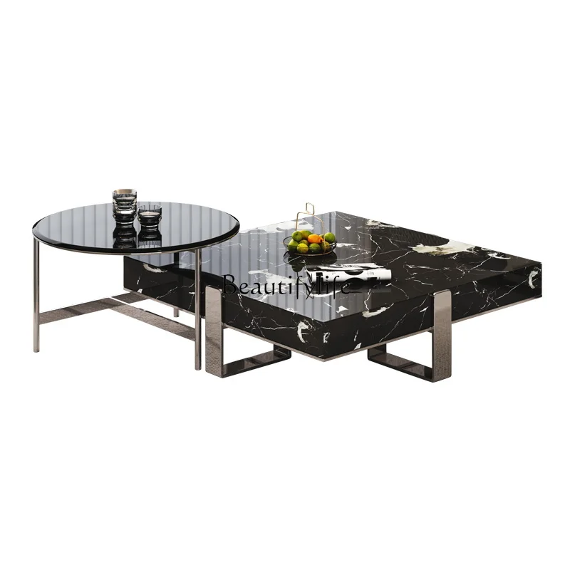 

Italian Minimalist Marble Square Coffee Table for Living Room, Suitable for Various Sizes of Homes, Designer Style