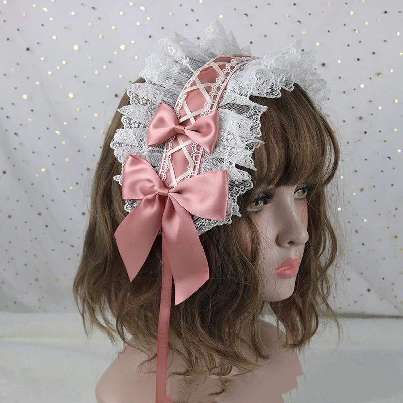 Diadema de encaje con flores para niña, accesorio para el cabello de Lolita, estilo Anime, Cosplay, Lolita