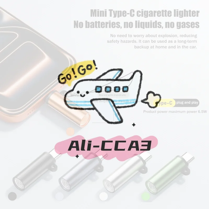 

Mini Type-C Cigarette Lighter Cigarette Lighter Adapter Blow-to-Ignite Auto Shut-Off No Battery No Flame For Air Outdoor Travel