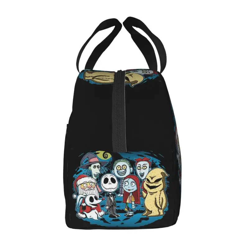 Custom Nightmare Before Christmas Group Insulated Lunch Bags for School Office Portable Thermal Cooler Bento Box Women Children