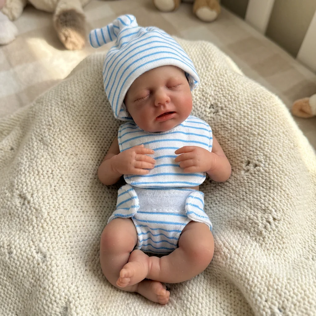 Reborn Baby Doll Silicone Realistic - 6 Inch Loulou Full Body Solid