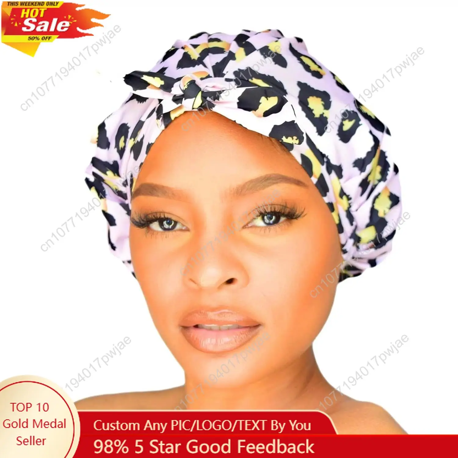 

GRACE COMPANY Luxury Shower Cap For Women Waterproof Reusable Washable Breathable Shower Caps - Lucie