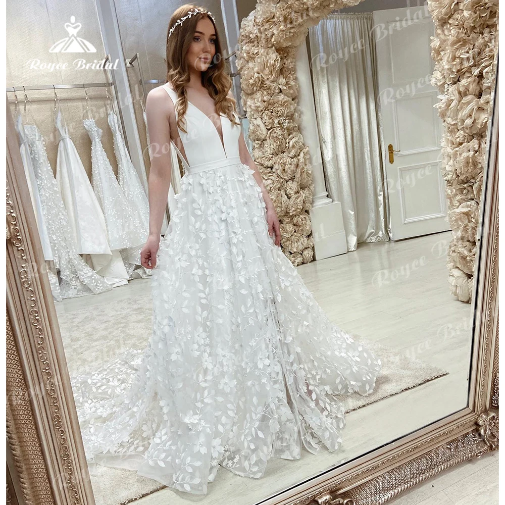 Boho Druck Blume EINE Linie Hochzeit Kleider Für Frauen 2023 Sexy Liebsten Ärmellose Brautkleider Sweep Robe De Mariée Vestidos de