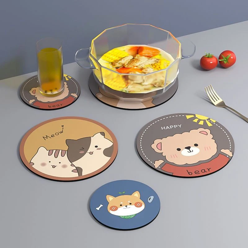 Silicone Heat Insulation Coaster Coffee Cup Non-slip Mat Tableware Mat Cute Cat Head Coaster Cartoon Environmental Coaster