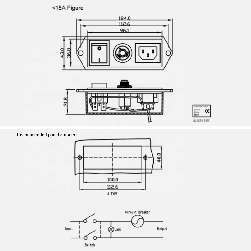 IEC 320 C14 Socket 4pin Red Lamp Rocker Switch 10A Circuit Breaker PDU POWER TRIP