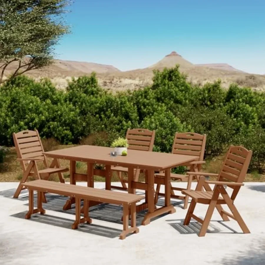 Outdoor Benches Weatherproof, Park Long Bench Poly Lumber Backless for Entryway Front Porch Garden Bench Seat for Patio