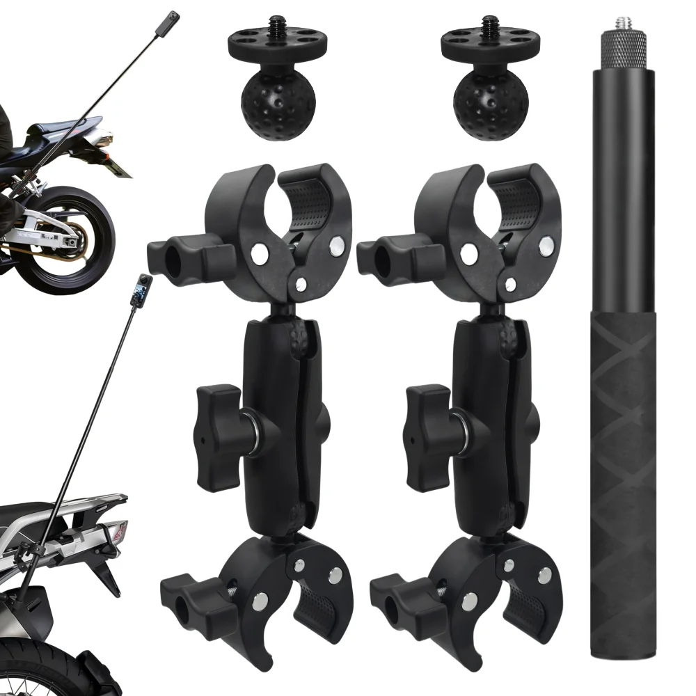 Super Clamp Motorrad-Fahrradhalterung Verlängerungsstange Selfie-Stick Doppelseitiger Clip für Insta360 X2 X3 X4 X5 Einbeinstativ Lenker Action-Kamera – Detail 1