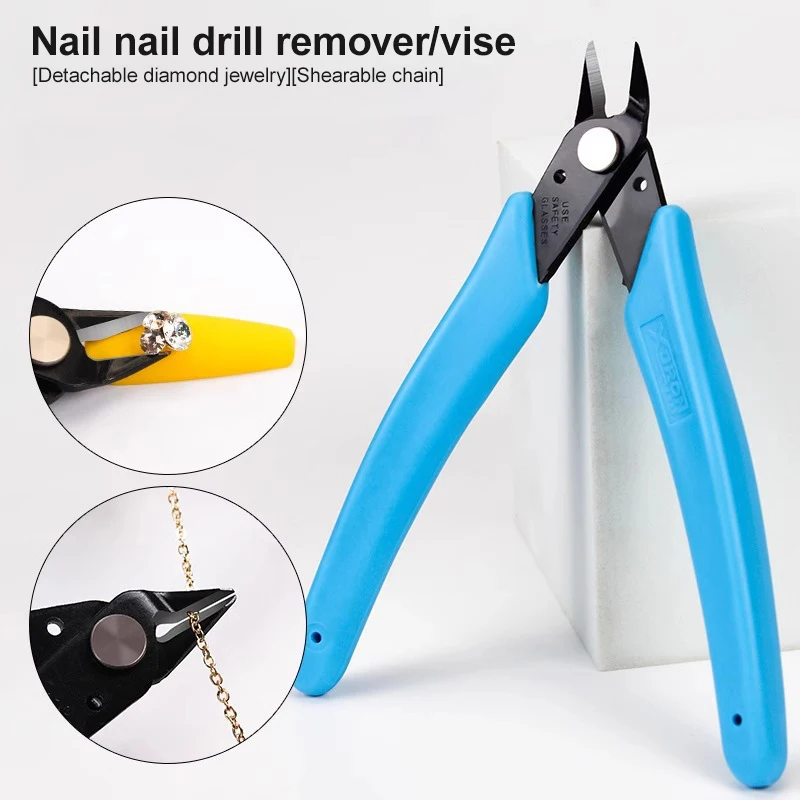 

Professional Stainless Steel Nail Art Tools Rhinestones Cutter Plier Chain Scissors Manicure Drilling Clipper Remover